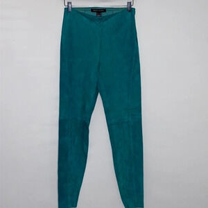 Ralph Lauren Black Label Lamb Suede Ankle Zip Turquoise Skinny Pants - Size 6